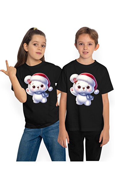 StoryGift Romania Tricou Copii Cu Un Ursulet Polar Care Poarta O Caciula De C...