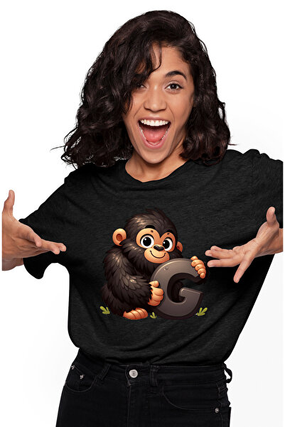 StoryGift Romania Tricou Femei cu o gorila care tine litera "G", pentru copii...