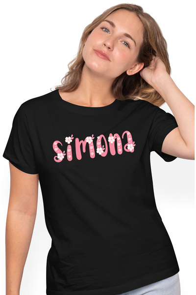 StoryGift Romania Tricou Femei Cu Numele Simona, Flori, Colorat, Roz, Dragut,...