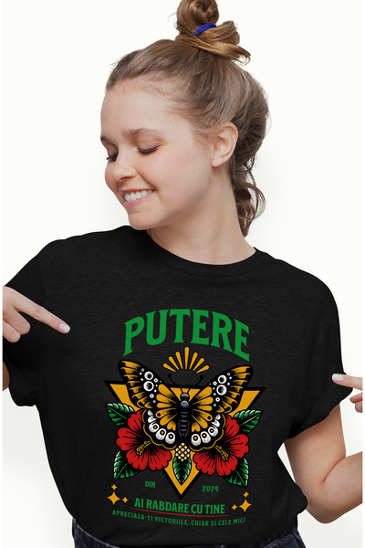 StoryGift Romania Tricou Femei Fluture - Putere, Ai Rabdare cu Tine, cu impri...
