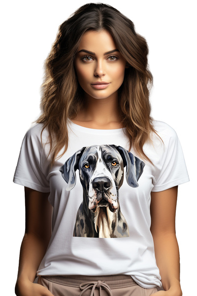 StoryGift Romania Tricou Femei cu un caine serios, ilustratie, putin suparat,...