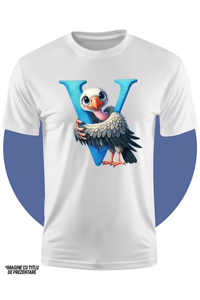 StoryGift Romania Children's T-shirt With A Bald Eagle With The Letter "v", Illustration, For Children, School, Student, Al