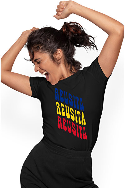 StoryGift Romania Tricou Femei Cuvantul Reusita, in Culorile Steagului Romani...
