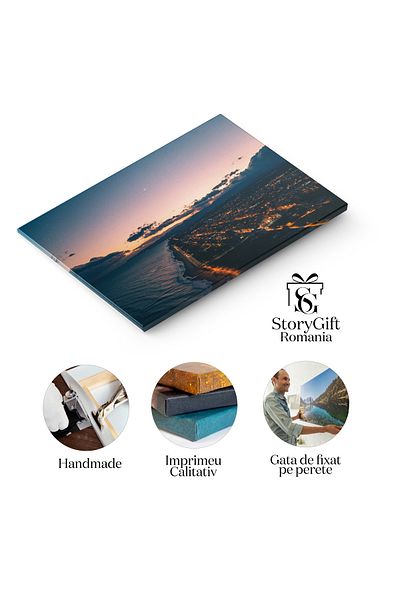 StoryGift Romania Tablou Canvas Orasul Nocturn La Marea Neagra - Priveliste Uimitoare