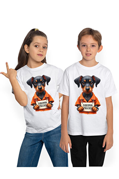 StoryGift Romania Tricou Copii Cu Un Catel Doberman Pinscher La Puscarie, Ilu...
