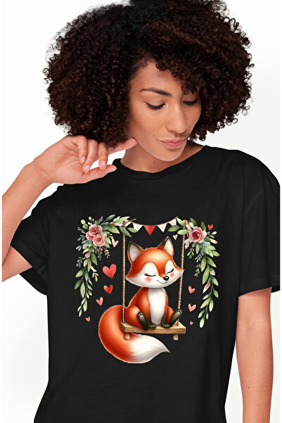 StoryGift Romania Tricou Femei cu o vulpita care se da in leagan, ilustratie,...