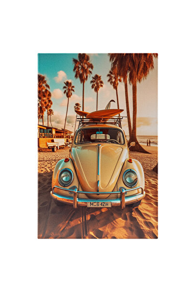 StoryGift Romania Tablou Canvas: Fotografie Cu O Masina De Epoca Pe Plaja - L...