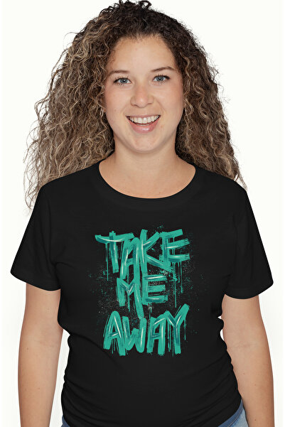 StoryGift Romania Tricou Femei Cu Mesaj In Engleza Take Me Away, Graffiti, Il...