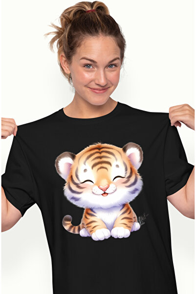 StoryGift Romania Tricou Femei cu un pui de tigru, ilustratie, vesel, cuminte...