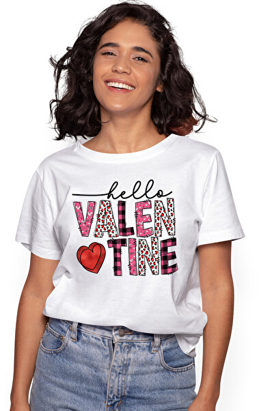 StoryGift Romania Tricou Femei cu mesajul "Hello Valentine", salut, buna, Val...