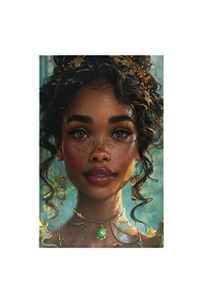 StoryGift Romania Tablou Canvas: Prințesa Cu Piele Cafenie Predominanța Culorii Verde În Accesorii Jadul De La Gâ