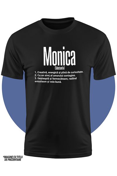 StoryGift Romania Tricou Copii Fete Cu Numele Monica, Si Mesaj Motivational, Creativa, Desteapta, Curioasa,