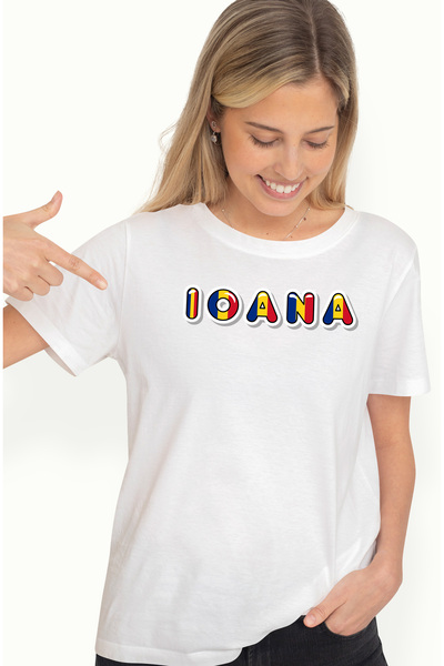 StoryGift Romania Tricou Femei Cu Numele Ioana, Romania, Suporter, Steagul Ro...