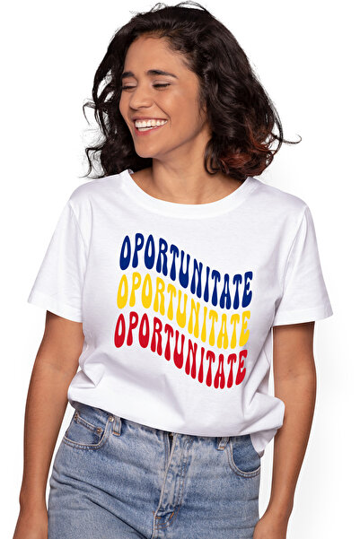 StoryGift Romania Tricou Femei Cuvantul Oportunitate, in Culorile Steagului R...