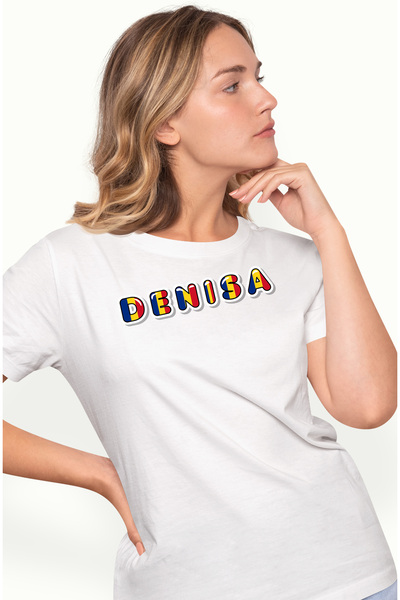 StoryGift Romania Tricou Femei Cu Numele Denisa, Romania, Suporter, Steagul R...