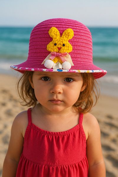 LAGRANZE Baby Girl 1-3 Years Old Summer Straw Children's Hat with Toys
