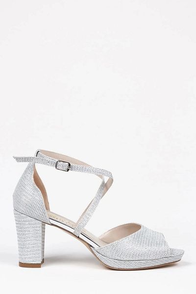 Satenora Arven Silver Thick Heeled Shoes
