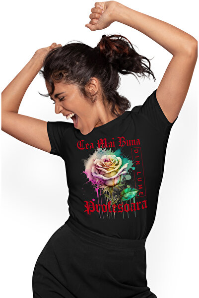 StoryGift Romania Tricou Femei Cu Textul Cea Mai Buna Profesoara, Din Lume, F...