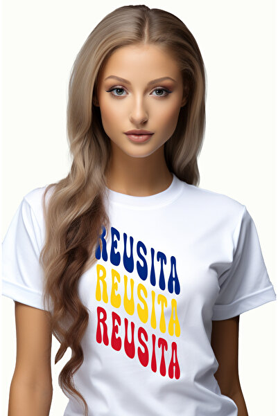 StoryGift Romania Tricou Femei Cuvantul Reusita, in Culorile Steagului Romani...