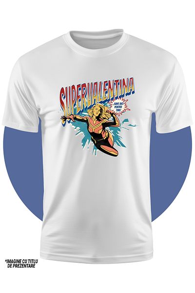 StoryGift Romania Tricou Copii Fete Super Valentina, Supererou Sunt Aici Pentru Tine 100% Bumbac, Unisex, Al