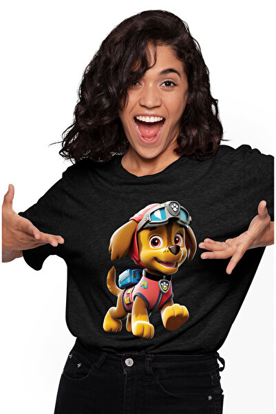 StoryGift Romania Tricou Femei cu un catel vesel, ilustratie, 3D, patrula cat...