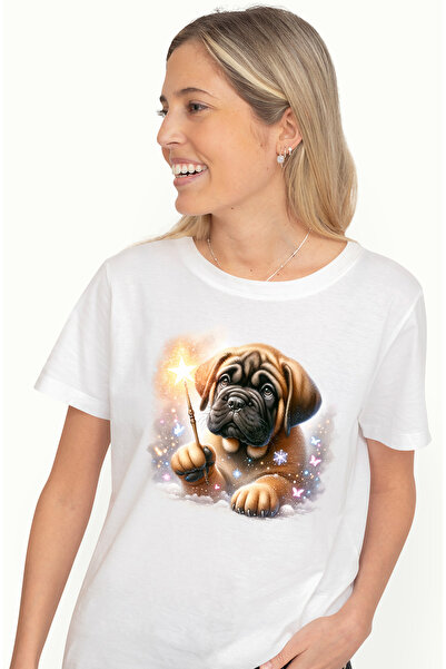 StoryGift Romania Tricou Femei cu un catelus care tine o bagheta in mana, ste...