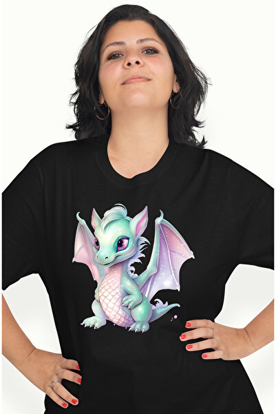 StoryGift Romania Tricou Femei cu un pui de dragon, ilustratie, solzi, verde,...