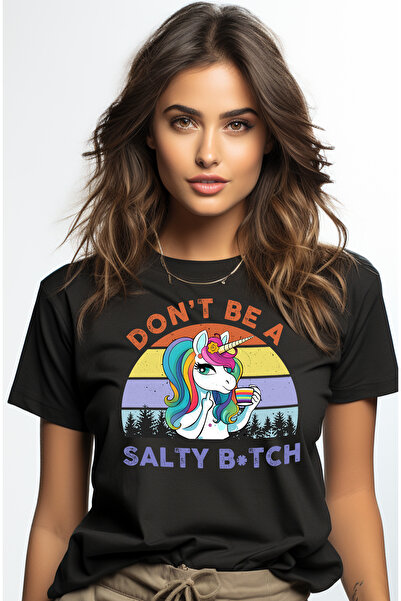 StoryGift Romania Tricou Femei cu un unicorn care arata un semn obscen cu mes...
