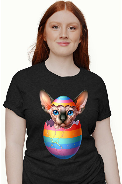 StoryGift Romania Tricou Femei cu o pisicuta Sfinx care iese dintr-un ou spar...