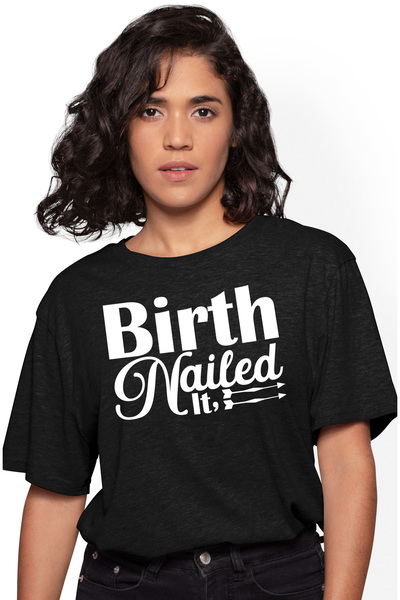 StoryGift Romania Tricou Femei cu 2 sageti si mesajul in engleza "Birth naile...