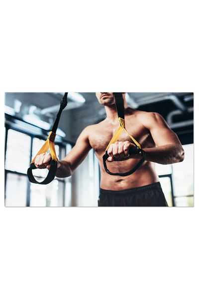 StoryGift Romania Canvas Print With Training With Elastic Bands - Sportsman, Man, Fitness