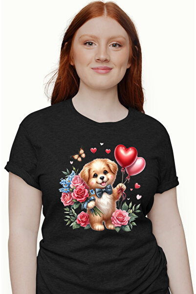 StoryGift Romania Tricou Femei cu un catelus vesel, limba scoasa, ilustratie,...