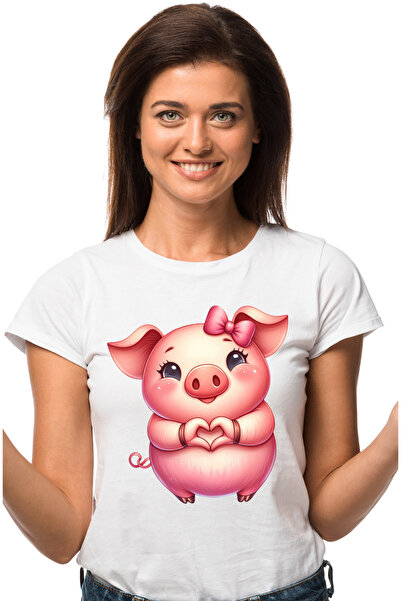 StoryGift Romania Tricou Femei cu o purcelusa care face un semn in forma de i...