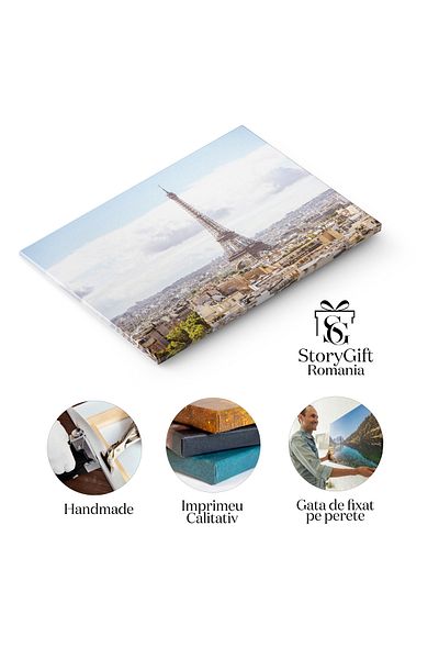StoryGift Romania Tablou Canvas Vedere Urbana A Parisului La Apus Franta, Turnul Eiffel, Peisaj Urban, Arhitectur