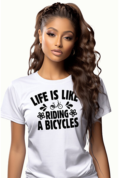 StoryGift Romania Tricou Femei cu mesajul "Viata e ca o plimbare cu bicicleta...