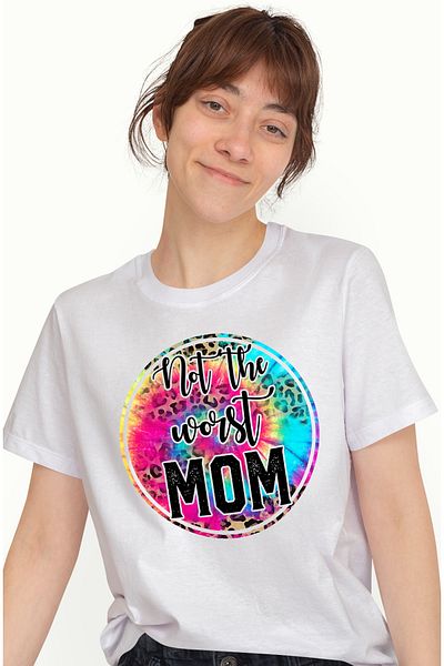 StoryGift Romania Tricou Femei cu mesajul "Not the worst Mom", nu chiar cea mai nasoala mama, ilus WHT_L