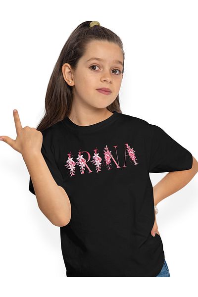 StoryGift Romania Tricou Copii Fete Cu Numele Irina, Floral, Colorat, Creativ, Frumos, Unicat 100% Bumbac, U
