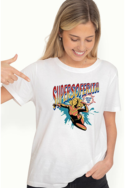 StoryGift Romania Tricou Femei Super Soferita, SuperErou Sunt Aici Pentru Tine, cu imprimeu pe Fa WHT_L