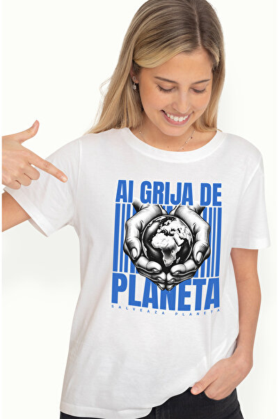 StoryGift Romania Tricou Femei Ai Grija de Planeta - Salveaza Planeta, cu imp...