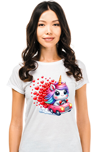 StoryGift Romania Tricou Femei cu un unicorn care conduce o masinuta, ilustra...