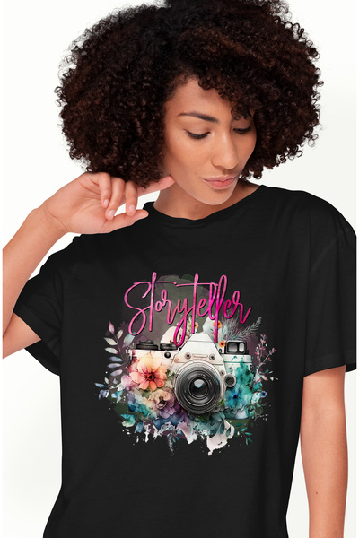 StoryGift Romania Tricou Femei cu mesajul "Storyteller", povestitor, ilustrat...