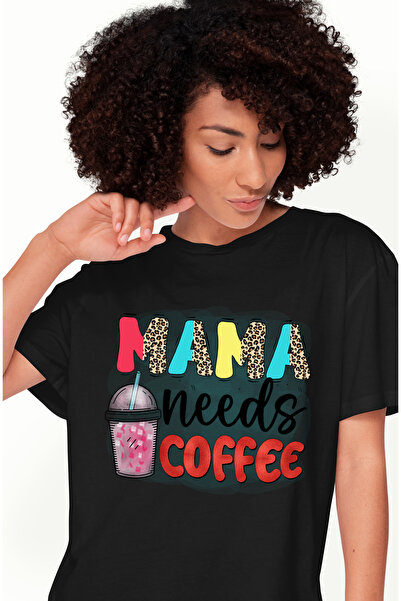 StoryGift Romania Tricou Femei cu mesajul "Mama needs coffee", ilustratie, li...
