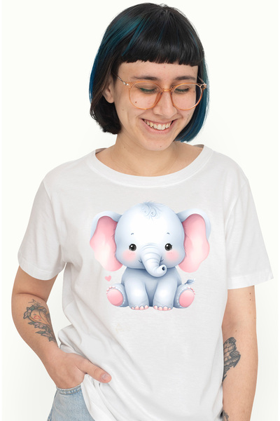 StoryGift Romania Tricou Femei cu un elefant micut si timid, ilustratie, inim...