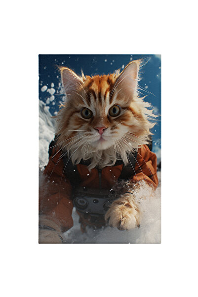 StoryGift Romania Tablou Canvas: Privirea Vibrantă A Pisicuței Din Zăpadă Pis...