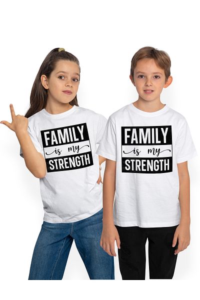 StoryGift Romania Tricou Copii Cu Textul In Engleza "family Is My Strength" - Familia Este Puterea Mea 100%