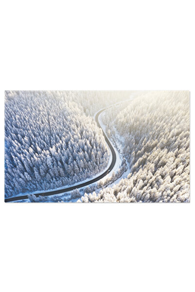 StoryGift Romania Tablou Canvas Drum Iarna Si Padure, Zapada, Calatorie, Natu...