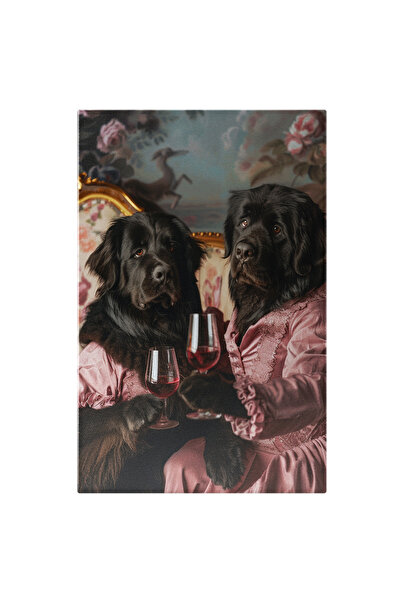 StoryGift Romania Tablou Canvas Relaxare În Pereche Câinii Newfoundland Îmbră...