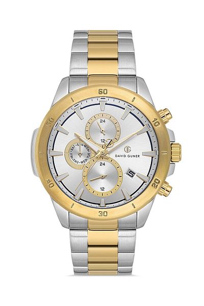 DAVID GUNER Men's Wristwatch Dg-8742Ga-D1 with Yellow White Coated White Dial