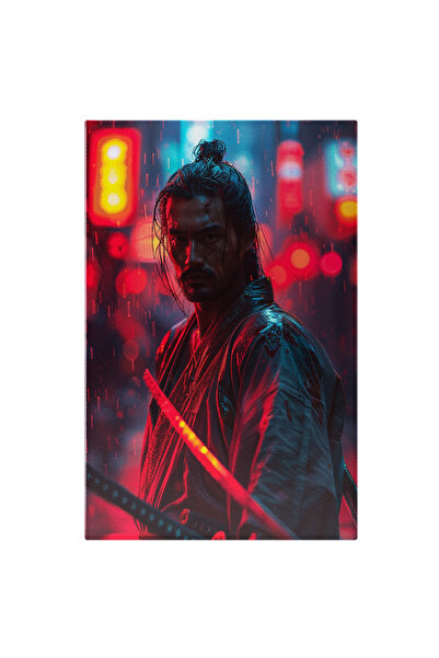 StoryGift Romania Tablou Canvas: Portret Samurai Japonez În Ploaie- Artă Și Cultură Pictura Digitala