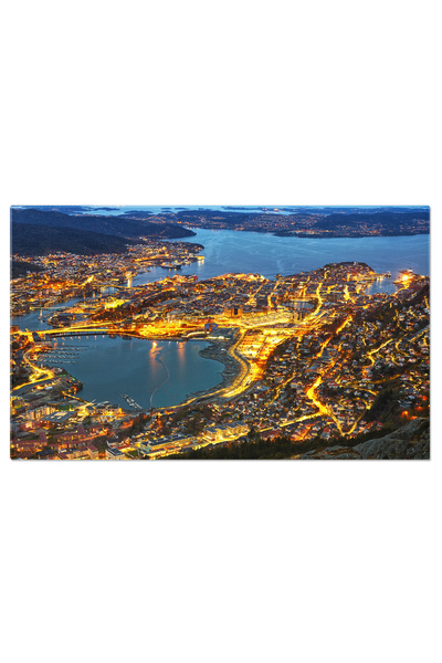 StoryGift Romania Tablou Canvas: Portul La Apus, Panorama Norvegiei, Cladiri ...